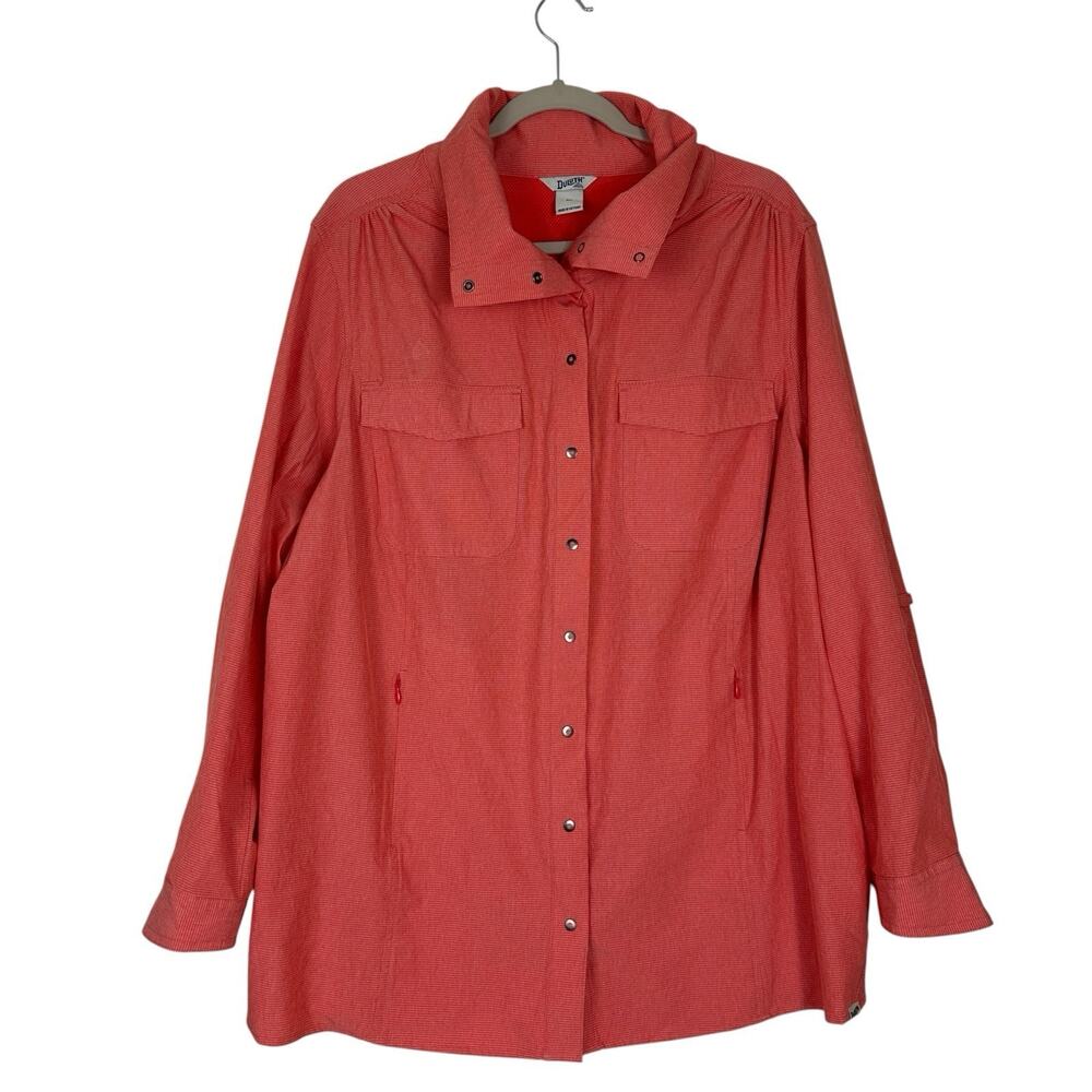 Duluth Trading Sol Survivor Shirt Jacket Size 2X Coral Pink Sun Protection Jac